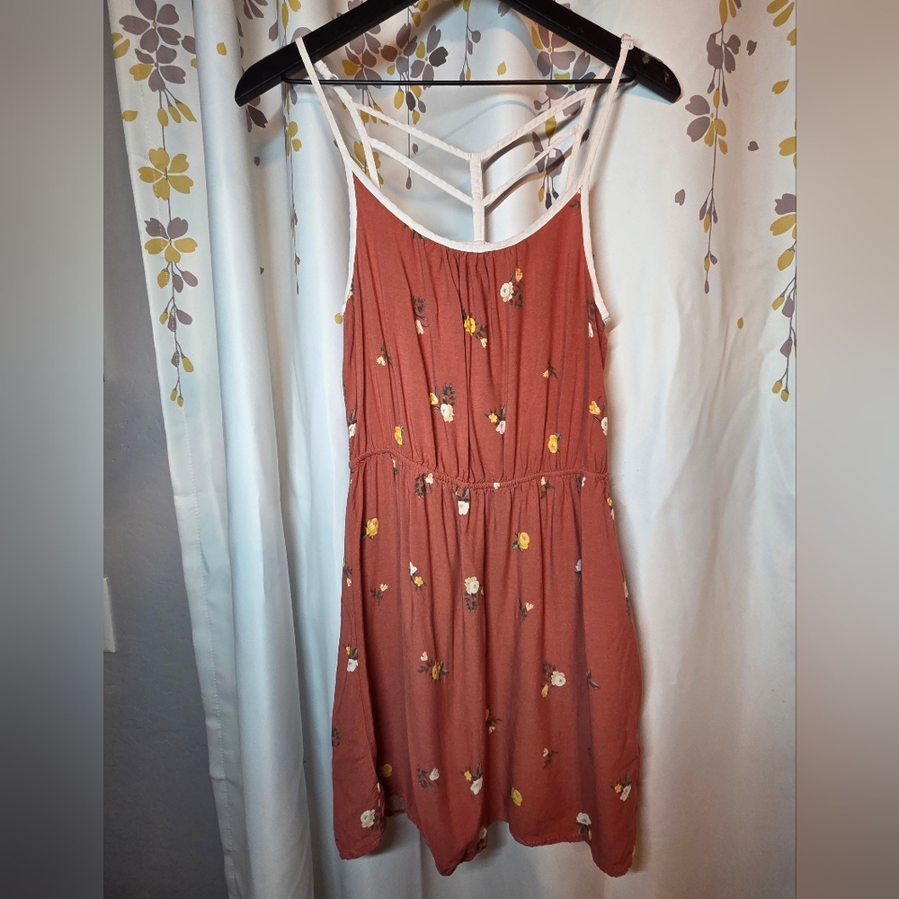 Trendy J for Justify Terracotta Floral‎ Midi Dress-size Small